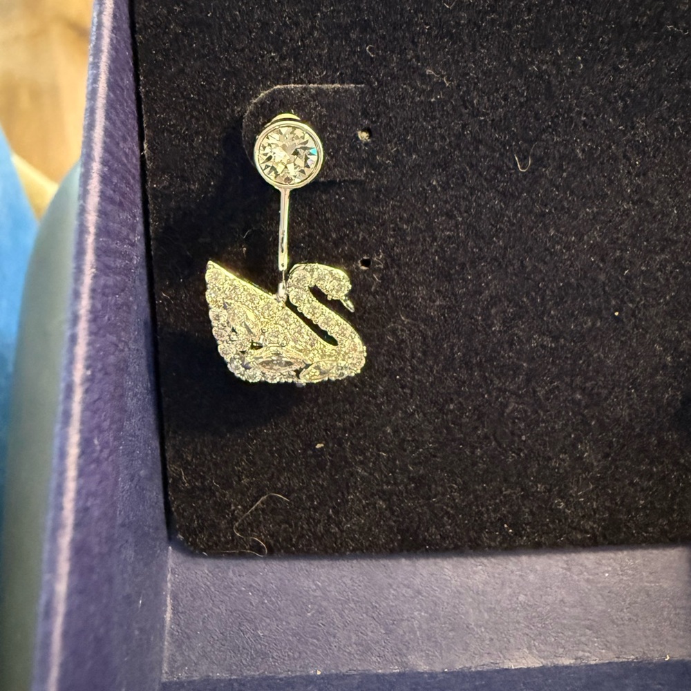 Swarovski Silver Swan Crystal Earrings